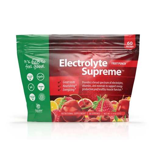 [BRSW2ZACDF4GGH3P] Jigsaw Health Electrolyte Supreme | Broad Spectrum of Electrolytes + Trace Minerals | Fruit Punch Flavor | 60 Servings (Packets)