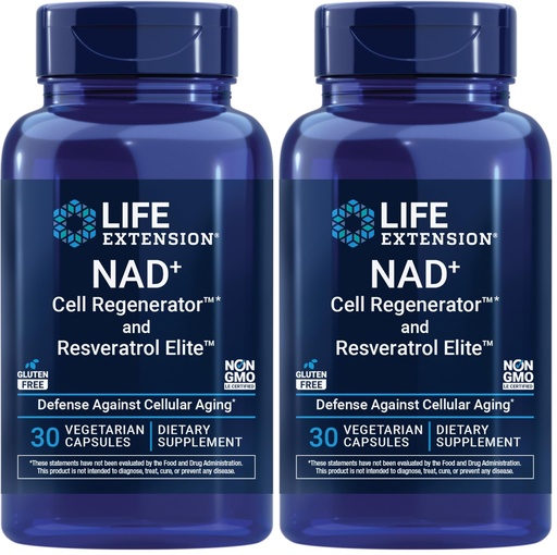 [BRSROBDYDF4AYDI4] Life Extension NAD+ Cell Regenerator™ & Resveratrol Elite™*,nicotinamide riboside,Trans-resveratrol,quercetin,Fisetin,Heart Health,Healthy Aging,Vegetarian,Non-GMO,Gluten Free, 30 Capsules (Pack of 2)