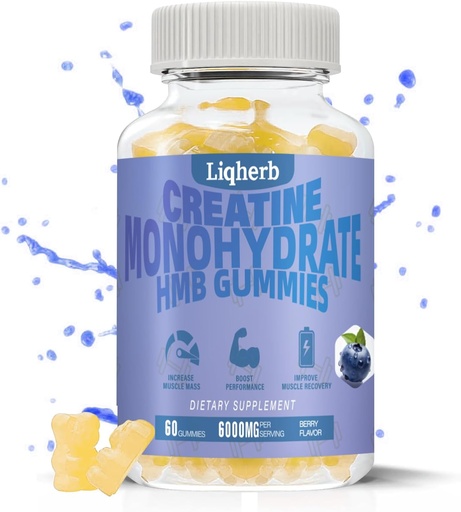 [BRSRA235AEMAG3T7] Creatine HMB Gummies for Adults,Creatine Monohydrate 5000mg and HMB 1000mg Supports Muscle Recovery, Relieves Soreness, Improves Endurance, Non-GMO, Vegan, Gluten-Free, 120