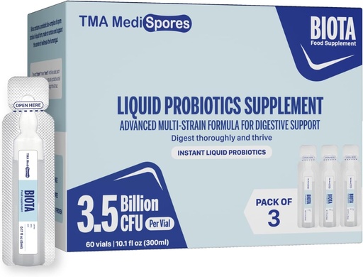 [BRSRMEAEB4HQODIU] Biota Probiotic Drinks for Digestive Health & Immune Support,Fast Acting Support Stomach Constipation, Digestive Daily Probiotic for Adults, Kids, Gluten, Sugar Free & Non-GMO, 60 Servings