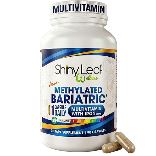 [BRSWGBQQDMBGCFY6] Shiny Leaf Methylated Bariatric Multivitamin with Iron 45mg – Once Daily Capsule, Made in USA, ASMBS Compliant Bariatric Vitamins for Gastric Bypass & Gastric Sleeve, for Men & Women – (90 Count)