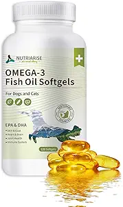 [BRSRMGIOARYAAETV] Omega 3 Fish Oil for Dogs and Cats, Dog & Cat Fish Oil Pet Supplement, Skin and Coat Supplement for Shedding, Dry Itchy Skin and Allergies, Rich in EPA & DHA with Omega 3 Fatty Acids