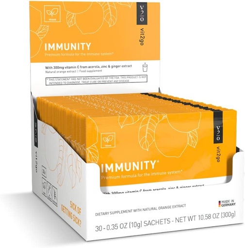[BRSWGAYFBUNG2ELH] Immunity Booster Powder, Easy to Use Vegan Immune Booster with Vitamin D, A, B, C, & K, NRV Zinc, Plus Ginger Extract (30 Pack)