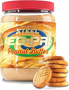[BRSWYZQTOV5GGET3] Steel Supplements Veg-PRO | Vegan Protein Powder, Peanut Butter | 25 Servings (1.65lbs) | Protein Powder with BCAA Amino Acid | Gluten Free | Non Dairy | Low Carb Formula | Artficial Flavoring