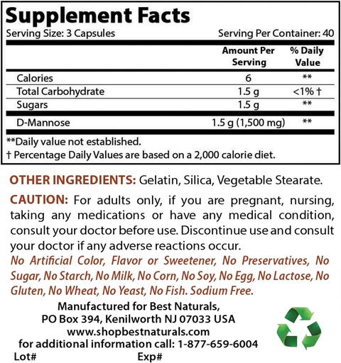 [BRSRMCY5PMJWE23D] Best Naturals D-Mannose 1500 mg & Ashwagandha Extract 500 Mg