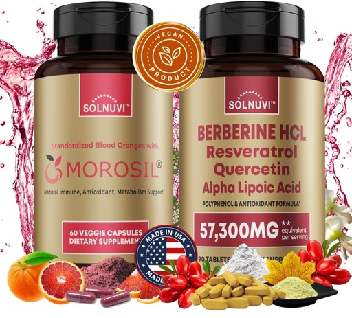 [BRSRAEIBCIIWYF3Z] All in One Metabolism Bundle - Morosil & Berberine Complex with Resveratrol Quercetin Alpha Lipoic Acid - Antioxidant, Vitality, Wellness Support - Non-GMO, Gluten-Free, Vegan Supplement