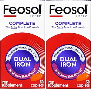 [BRSWGHDRAQHQI2DA] Feosol Bifera Hip & PIC Iron Supplement, Complete - 30 Caplets, Pack of 2