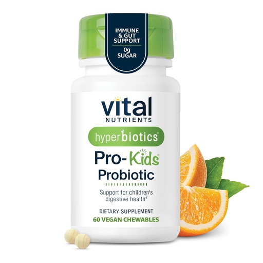 [BRSWIHY7DN4RSET2] Hyperbiotics Vital Nutrients Pro Kids Probiotic | Allergen-Free Toddler Probiotics for Kids | Targeted Immune, Gut, and Digestive Health | Sugar-Free Orange Flavor | 60 Chewable Tablets
