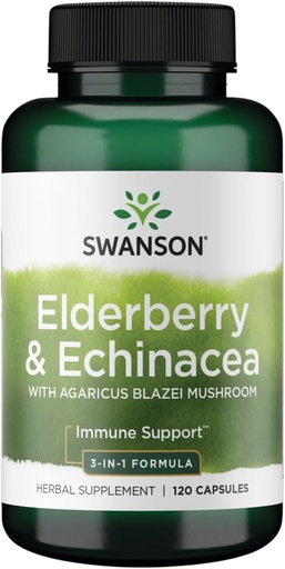 [BRSWIY36BQFBA234] Swanson Elderberry Agaricus Echinacea Immune Support Health Formula Agaricus Blazei Mushroom 400 mg, Elderberry 400 mg, Echinacea 200 mg 120 Capsules (Caps)