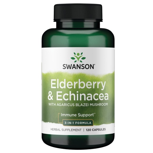 [BRSWIY36BQFBA234] Swanson Elderberry Agaricus Echinacea Immune Support Health Formula Agaricus Blazei Mushroom 400 mg, Elderberry 400 mg, Echinacea 200 mg 120 Capsules (Caps)