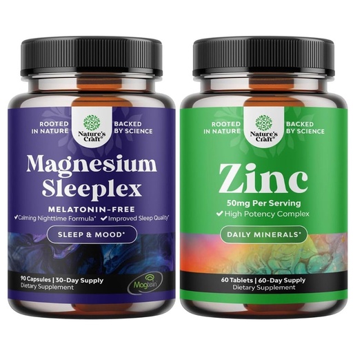 [BRSROCTQAUMAEH37] Bundle of High Absorption Magnesium Sleep Supplement - Rest Support Magtein Magnesium L-Threonate & Apigenin Theanine and Zinc 50mg Immune Support Supplement for Immune System - Easy to Swallow