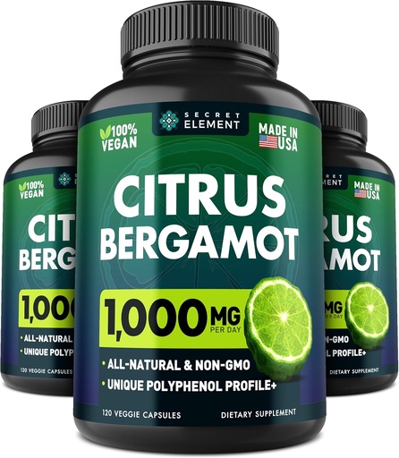 [BRSRABT6OUJQIFDX] 3 팩 Citrus Bergamot 추출물 1000mg의 심장, 면역 체계 지원 및 건강한 시효를 위한 보충교재 - 순수한 360 Vegan 캡슐