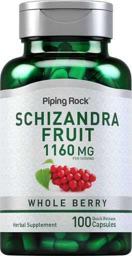 [BRSRMADRB4BBOHLP] Piping Rock Schizandra Berry Fruit Capsules 1160mg | 100 Count | Non-GMO, Gluten Free Supplement