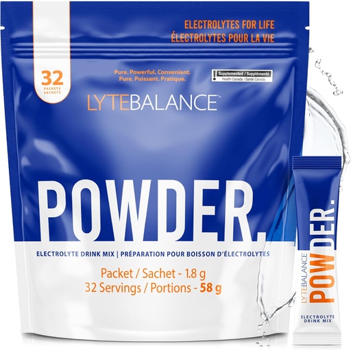 [BRSROZIFCRYGKHTO] LYTE BALANCE Powder 32 Double Strength Packets, Naturally Salty Electrolyte Drink Mix w/Sodium, Potassium &amp; Magnesium ← Daily Hydration, Muscle Recovery, Immune Support ← Keto, Paleo, No Sugar