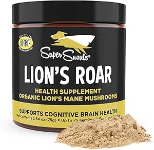 [BRSW2CT7PMOQK3LZ] Super Snouts Lion's Roar Lion's Mane Mushroom Supplement for Dogs and Cats, 2.64oz - Made in USA Organic Lions Mane for Cognitive Function and Brain Health