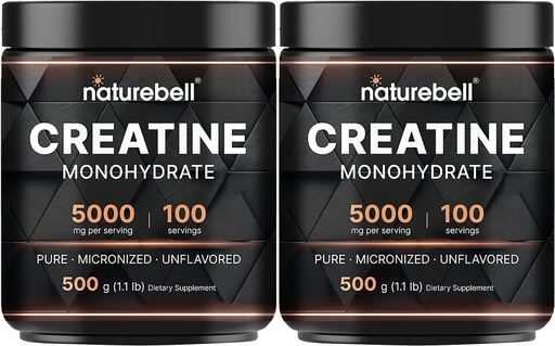 [BRSRMBT3CVYQ2EQZ] NatureBell 2 Pack Creatine Monohidrát Powder 500g, 5,000mg Per Serving- 124; Mikronizált, Pure & Unflavored