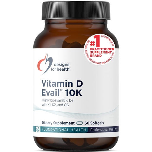 [BRSW2YYOOB5R4FYZ] Designs for Health D-Evail 10K - 10,000 IU Vitamin D Supplement with Vitamin K (K1, K2 as MK-4) + GG - Bone, Cardiovascular + Immune Support - Improved Bioavailability Vitamin D3 (60 Softgels)