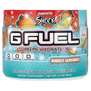 [BRSROAAFO4DRAELV] G Fuel Mango Lemonade Supreme Hydration, Electrolyte Powder Mix for Energy & Focus, Sugar and Caffeine Free Supplement with Essential Vitamins & Minerals, Mango Lemonade Flavor, 3.4 oz - 30 Servings