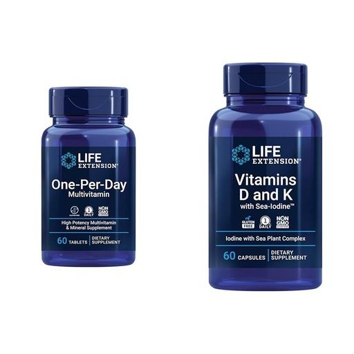 [BRSROCQPOQCREFA2] Life Extension One-Per-Day Multivitamin – Packed with Over 25 Vitamins, Minerals & Plant Extracts & Vitamins D and K with Sea-Iodine, Vitamin D3, Vitamin K1 and K2, Iodine