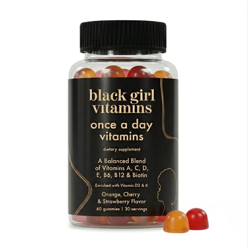 [BRSRAYAZCADREADZ] Black Girl Vitamins Once a Day - Womens Multivitamin Gummy - Vitamin A, B, C, E and Zinc. Multivitamin for Women, Immune Support. Vegan, Gluten-Free. Made in The USA (30 Day Supply, Strawberry)
