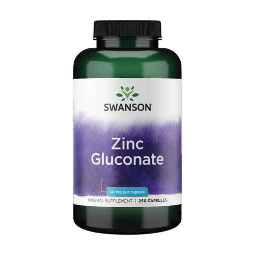 [BRSWIYYOCQCRAALI] Swanson Zinc Gluconate - Mineral Supplement Promoting Prostate Health, Vision Health, & Immune Support - Gluconate Form for Optimal Absorption - (250 Capsules, 50mg Each)