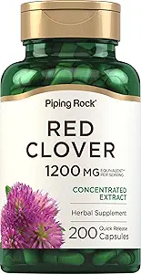 [BRSRMFADCMNGMADF] Piping Rock Red Clover 1200mg | 200 Capsules | Herbal Supplement | Blossom Extract | Non-GMO, Gluten Free