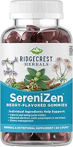 [BRSROAYOCUNBU3DX] RidgeCrest Herbals SereniZen Gummies with Ashwagandha, GABA, L-Theanine, Chamomile & Lemon Balm, Supports Relaxation & Calm, Stress Management, Sleep. Daily Health Supplement, 60 Ct, 1-2 Month Supply