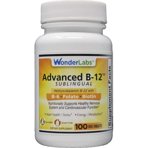 [BRSWIYQ6AAMWYD3A] Wonder Laboratories Sublingual Vitamin B12 (1000 mcg), B6 (5mg), Folic Acid(400 mcg) & Biotin (25mcg) - Formulated with Methylcobalamin Vitamin B-12 (100 Tablets)