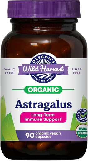 [BRSWIYY5BIGAOHY5] Oregon Wild Harvest, Certified Organic Astragalus Capsules for Immunity Support, 1125 MGS, 90 Count