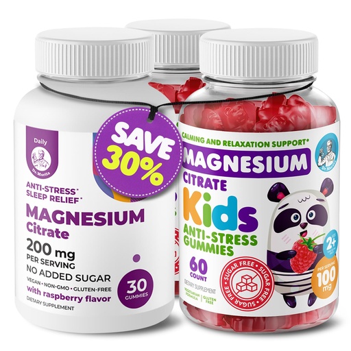 [BRSRMCTYCQBBUAI7] DR. MORITZ Magnesium Bundle - Gummies for Adults (200mg, 30 Count) and Kids Magnesium Gummies (60 Count, 2 Pack) - Sugar-Free