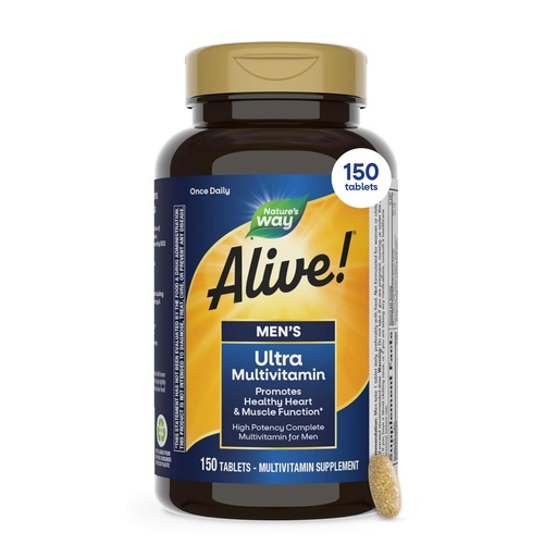 [BRSWYATYOIBW2CIV] Nature's Way Alive! Men’s Once Daily Ultra Potency Multivitamin Tablets, Complete High Potency Men’s Daily Vitamin Promotes Heart & Muscle Function*, B-Vitamins, Zinc and Antioxidants, 150 Tablets
