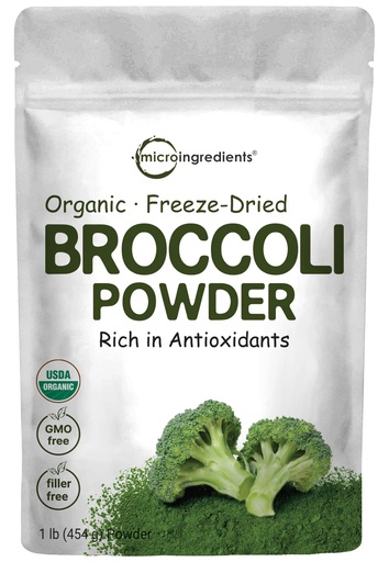 [BRSWGAYYOAAQAFAY] Organic Broccoli Powder, 1 Pound, Freeze Dried, Contains Natural DIM (Diindolylmethane), and Rich in Fiber and Immune Vitamin C, Green Superfood for Smoothie & Drinks, Vegan Friendly