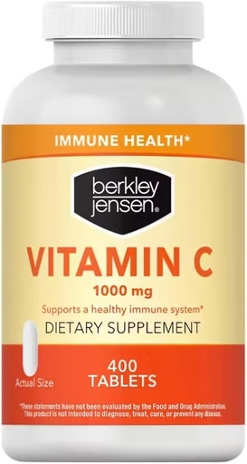 [BRSRAZA5CF5RYDT5] berkley jensen 1000 mg Vitamin C Supplement (400 Tablets), Extra Strength Daily Immune Defense Support for Men and Women, Sugar and Gluten Free Ascorbic Acid, Pure