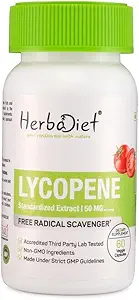 [BRSWGFLQBEBW2ADG] Lycopene 50mg Capsules - Natural Prostate Health Support Supplements for Men - Immune Support, Antioxidant, Vision Support, Heart Health, Eye Health - Pure Tomato Extract (120 Capsules)