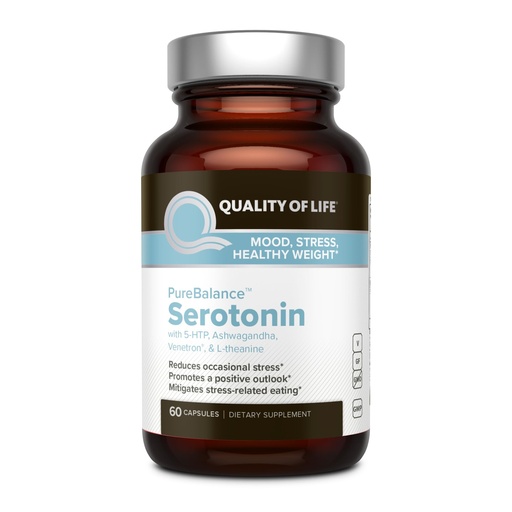 [BRSWIYIBCYDAECI5] Quality of Life Pure Balance Serotonin Premium–Helps Boost Serotonin & Cortisol Levels - Includes 5-HTP, Venetron, Sensoril, Vitamin D3 & L-Theanine–60 Capsules