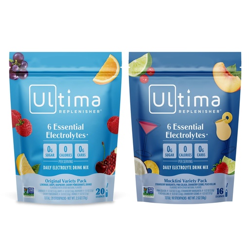 [BRSRAYIDA4FAG2DD] Ultima Replenisher Daily Electrolyte Powder Drink Mix – Sugar Free – Mocktini Variety and Original Variety, 36 Stickpacks – Hydration Packets with 6 Electrolytes and Minerals – Keto, Non-GMO