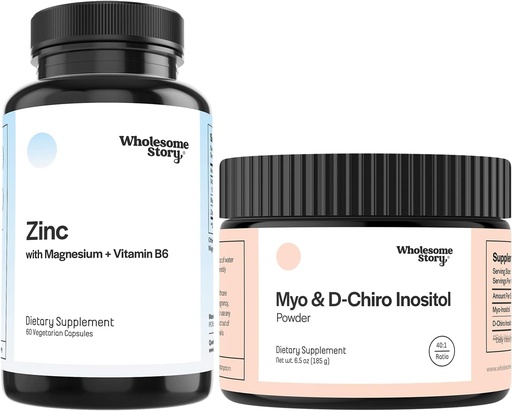 [BRSRMBLYCUOQYADO] Zinc, Magnesium + Myo & D Chiro Inositol | Zinc Picolinate, Magnesium Glycinate, Vitamin B6 + Myo& D-Chiro Inositol Powder | Reproductive & Fertility Health | 30 & 90 Day Supply