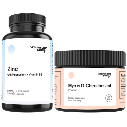 [BRSRMBLYCUOQYADO] Zinc, Magnesium + Myo & D Chiro Inositol | Zinc Picolinate, Magnesium Glycinate, Vitamin B6 + Myo& D-Chiro Inositol Powder | Reproductive & Fertility Health | 30 & 90 Day Supply