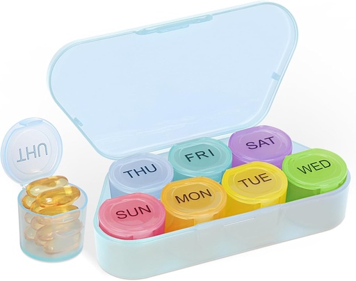 [BRSRAFQZABYGEADJ] NatureTouch Weekly Pill Organizer, BPA Free Medicine Organizer Rainbow 9 Day Pill Box, Daily Portable Pill Conatainer for Pills/Vitamin/Fish Oil/Supplements [Lastest Version],Blue