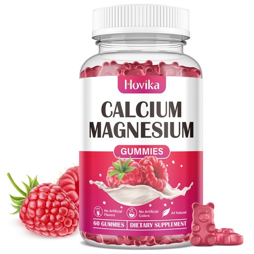 [BRSROHT3PJ7BSGT4] Calcium Magnesium Zinc Gummies, Calcium Magnesium 2:1 Ratio with Vitamin D3, K2, B6, B12 for Bone Strength, Muscle Function & Nerve Health, Extra Absorption Formula, Vegan, Raspberry Flavor 60 Gummies