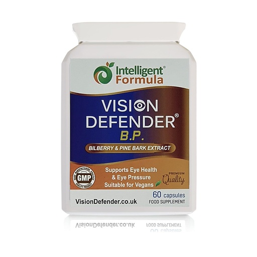 [BRSW2ZITOZ5BOAL4] Vision Defender BP Eye Supplement for Healthy Eye Pressure 60 Caps | Bilberry & pine bark eye supplement with standardized botanical extracts for eye wellness and healthy fluid balance. UK made