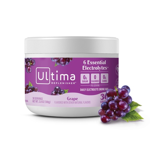 [BRSWKGYAAQNWMAYV] Ultima Replenisher Daily Electrolyte Powder Drink Mix – Grape, 30 Servings Canister – Zero Sugar Hydration Powder with 6 Electrolytes & Minerals – Sugar Free, Plant-Based & Keto Friendly
