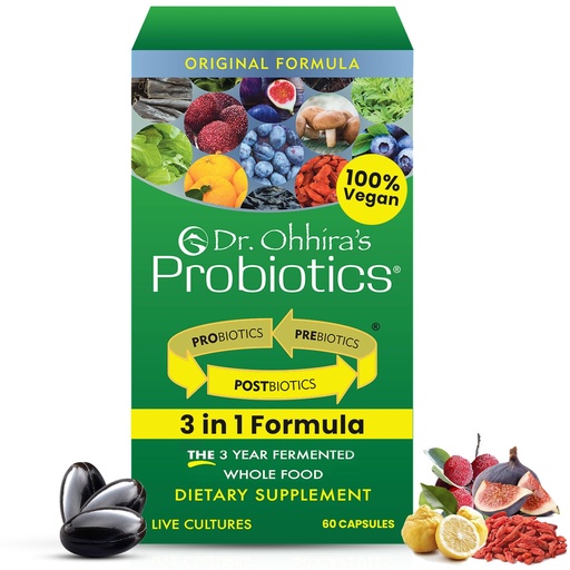 [BRSWIY35OIFWGCT6] Dr Ohhira's 3-in-1 Probiotics, Prebiotics and Postbiotics to Support Digestive Health for Men & Women | Support Complete Gut Health with Pre, Pro and Post biotics Supplement | 60 Vegan Capsules
