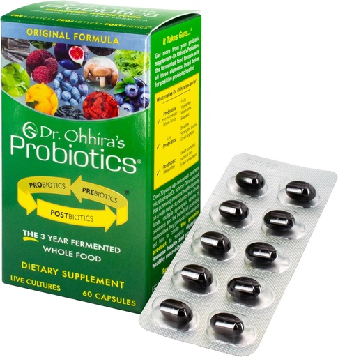 [BRSWIY35OIFWGCT6] Fórmula original de Probióticos do Dr. Ohhira com 3 anos fermentados prebióticos, Probióticos ativos vivos e o único produto com metabolitos postbióticos, 60 Cápsulas
