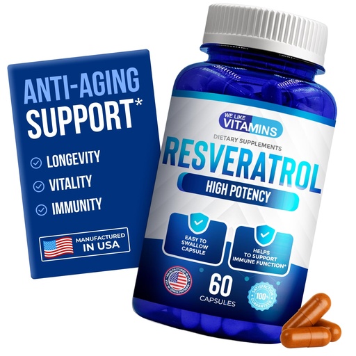 [BRSROBL3OZYWACTO] We Like Vitamins Resveratrol 1000mg per Serving - 60 Easy to Swallow Veggie Capsules - Natural Resveratrol Supplement 1000mg - Antioxidant Supplement Helps Support Immune System