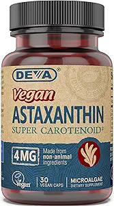 [BRSWIYQGCYNBW3LY] Deva Nutrition Vitamins Astaxanthin 4mg, Vegan, Made from Haematococcus Pluvialis Microalgae, 30 Capsules, 1-Pack