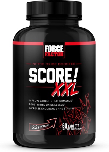 [BRSROELQDEJRY3A7] FORCE FACTOR balas! XXL azoto oksido pakilimo priedas vyrams su L-citruline, Horny Goat Weed, Black Maca, & Tribulus Terrestris padidinti ištvermės, energijos ir fizinės veiklos, 60 tablečių
