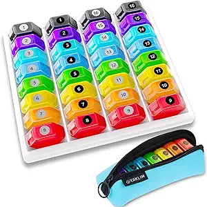Monthly Pill Organizer 1-Time a-Day: 30 Day Pill Organizer with Labels, Portable Monthly Pill Box, Month Pill Holder ith Portable Zipper Bag for Vitamin, Medicine, Fish Oil, Supplements