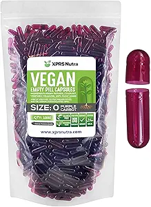 [BRSWYGQ6OEIAI3YZ] XPRS Nutra Size 0 Empty Capsules - 1000 Count Empty Vegan Capsules - Vegetarian Pills - DIY Vegetable Capsule Filling - Veggie Pill Caps for Do-It-Yourself Supplements (Purple Carrot)