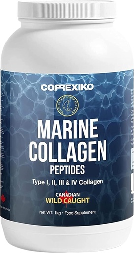 [BRSWYZQNPMJQ423X] Hydrolyzed Marine Collagen Peptides Powder. Canadian Wild-Caught Fish Skin(Not Scales)-Colageno Hidrolizado en Polvo-Vital Protein Supplement for Skin, Hair, Joints and Digestion, Marine Powder (1kg)